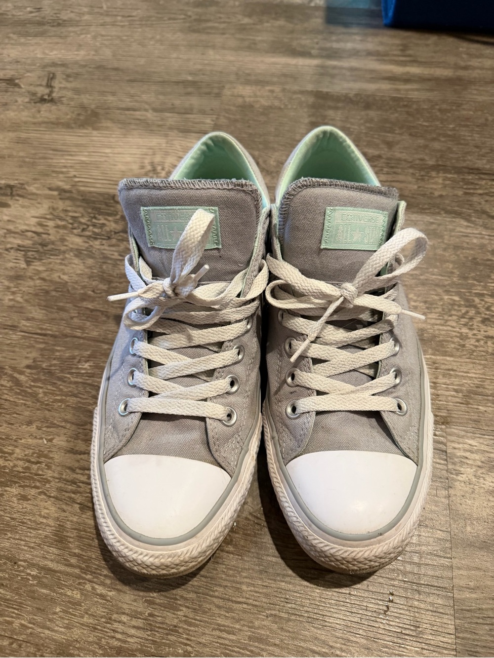Converse Light Gray Low-Top Sneakers with Mint Interior